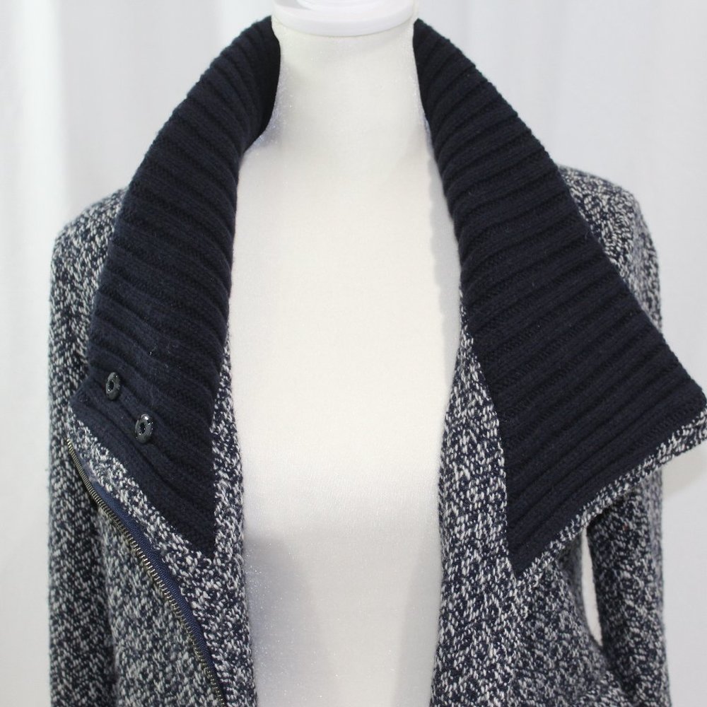 Splendid Blue White Wool Blend Asymmetrical Zip Jacket - Picture 5 of 8